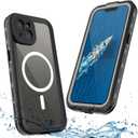 Full Body Case for iPhone 15 6.1 Inch,Waterproof DirtProof DropProof Snowproof Anti-Scratch Magnetic Clear Rugged Built-in Screen Protector Heavy Protect,Black-Gray