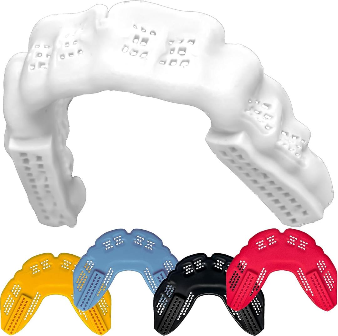 Bulletproof Braces Mouthguard  Worlds Thinnest & Strongest Sports Mouth Guard for Braces! Basketball Football Lacrosse Wrestling Hockey Rugby BJJ MMA Boxing Mouthpiece  Adult Youth & Kids (Clean White)