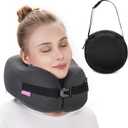 Travel Pillow Vac Compressed Memory Foam Neck Pillow Airplane, Comfortable, Neck Support, Machine Washable, Airplanes Travel Essentials Accessories for Office, Flight,Cars, Breaks Sleeping(Black)