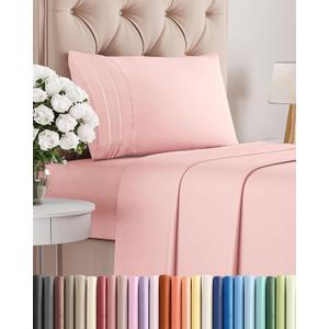 Twin Size 3 Piece Sheet Set - Comfy Breathable & Cooling Bed Sheets Set - Hotel Luxury Bedding for Women, Men, Kids, Teens, Boys & Girls - Deep Pockets, Ultra-Soft, Wrinkle Free - Oeko-Tex - Baby Pink