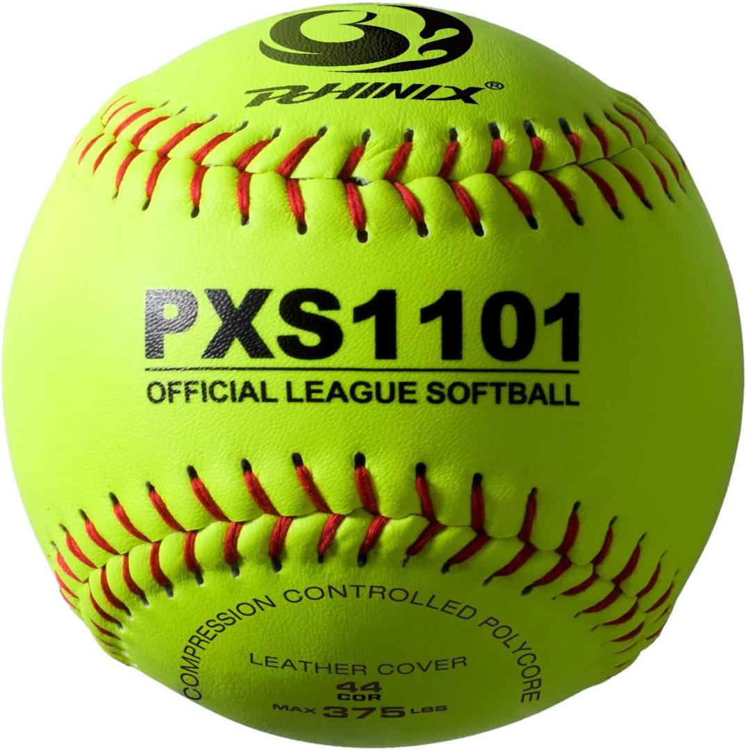 PHINIX Slow-Pitch Split Leather Softballs Professional Quality Practice Competitions 11" & 12" Options (COR .44 / Comp.375)