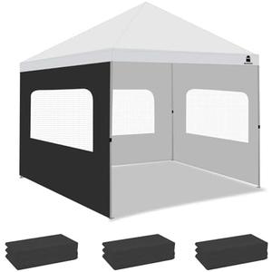 MordenApe Sunshade Sidewall with Mesh Window for 10x10 Pop Up Canopy - Straight Leg, Outdoor Instant Canopy Sidewalls, 3 Packs (10 x 10, Black with Silver Coating)
