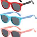3 Pack kids sunglasses for Boys Girls Kids Polarized Sunglasses (Black+blue+light Blue)
