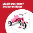 Radio Flyer Pink Rider Trike, for Ages 2.5-5, Adjustable Seat, Steel Construction, Quiet Ride Wheels, Covered Storage Bin, Comfort Grip Handlebars, Easy Carry Seat Handle, Tricycle for Toddlers