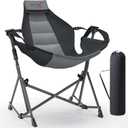 Hammock Camping Chair, 3 Heights Swinging Chair with Adjustable Backrest, Folding Rocking Chair with Head Pillow&Cup Holder, Outdoor Chairs for Camping and Hiking, Supports 350lbs, Black