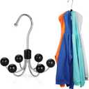 TOPIA HANGER Hoodie Hangers with 6 Wood Balls, 360Swivel Purse Hanger, Scarf Hanger, Closet Hooks, Handbag Organizer, Bra Hanger, Accessory Organizers for Scarf, Tanktop, Hat, Hoodie CT56B (1-Pack, Black)