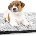 Dog Bed Kennel Pad Washable Anti-Slip Crate Mat for Small Dogs and Cats (24-inch) (White-black rose swirl)