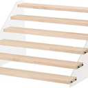 7 Tier Acrylic Wooden Display Stand, Clear Acrylic and Wood Tiered Display Shelf Rack, 15.7 Inch Step Ladder Riser for Cupcakes Perfumes Figures Collectibles (7 tier wood color)