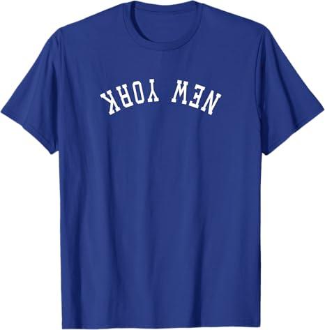New York/Curved Words Only Flipped Upside Down | T-Shirt, 2X