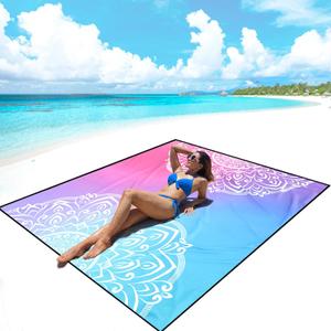 AISPARKY Beach Blanket Waterproof Sandproof, Oversized Large Beach Mat 79" X 83" for 1-3 Adults, Quick Drying&Compact&Lightweight, Picnic Mat Vacation Essentials for Beach Camping Travel (Mandala-dark Blue Purple)