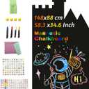 Magnetic Wall Decal for Kids, Magnetic Chalkboard Contact Paper for Wall, Playroom Essentials, Includes Dustless Chalks, Chalk Holder, Wipe Cloth, Stickers ( Blue Castle, 34.6" x 58.3")