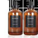 Coffee Syrup Dispenser, Set of 2 Amber Glass Syrup Bottle w. Pump and Labels, 16.9 oz 500ml Glass Syrup Bottle with Pump, Farmhouse Syrup Dispenser for Coffee Bar, Ideal Gift