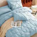HIMEET Pintuck Bed in a Bag, 7 Pieces Full Size Comforter Set Light Blue, Pinch Pleat Bed in a Bag, Soft All Season Bedding Sets with Comforter, Flat Sheet, Fitted Sheet and Pillowcases & Shams