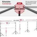 BEIYANG 10x30FT Photo Backdrop Stand, Angle Adjustable Triple Crossbar Extender Mount, Photography Background Support System, with Sand Bags,12 PCS Clamps for Wedding Party Celebration