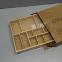 Juvale Bamboo Drawer Organizer Tray with 8 Adjustable Dividers - Kitchen & Utensil Drawer Organizer - Wooden Adjustable Drawer (14 x 10 x 2 In)