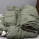 WRENSONGE Queen Comforter Set- 7 Pieces Soft Olive Green Bed in a Bag with Fitted Sheet, Flat Sheet, 2 Pillow Shams, and 2 Pillowcases- Warm Bedding Sets Queen for All Season