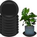 8 Pack 18 Inch Round Plant Saucers for Less 16 Inch Pot Indoors Outdoors Plant Trays for Pots Planter Saucer Plastic Drip Tray Planter Water Tray (Black, 18"(8pcs))