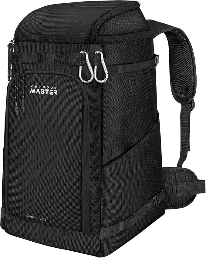 OutdoorMaster Ski Boot Bag, 65L Snowboard Boots Travel Backpack for Helmet, Ski Shoes, Goggles, Gloves and Accessories, Waterproof Exterior & Bottom