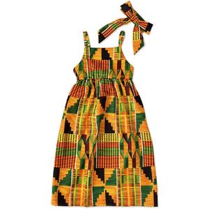 Noubeau Kids Toddler Girls African Dashiki Dress Little Girls Backless Halter Dress Ethnic Bohemia Style Summer Clothes (4-5T, Yellow)