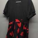 Mokayee Dresses That Hide Belly Fat Womens Summer Black Floral Short Puff Sleeve Casual Semi-Formal Color Red Heart Fit and Work Wedding Guest Dress with Pockets, Large