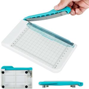 Small Paper Cutter 6 inch Cut Length, Non Slip Paper Trimmer Compact and Portable Curved Strip Cutters for Cutting Coupon Craft Card and Photo (White)