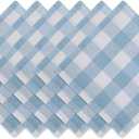 DII Buffalo Check Collection, Classic Farmhouse Cloth Napkin Set, 20x20, Light Blue & White, 6 Piece