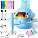 Drawing Robot for Kids Montessori Painting Toys for 3 4 5 6 7 8 Year Old, Voice Interactive Educational Drawing Machine with 100 Cards,16 Colorful Pens & Music-Gift for Boys Girls (Blue)