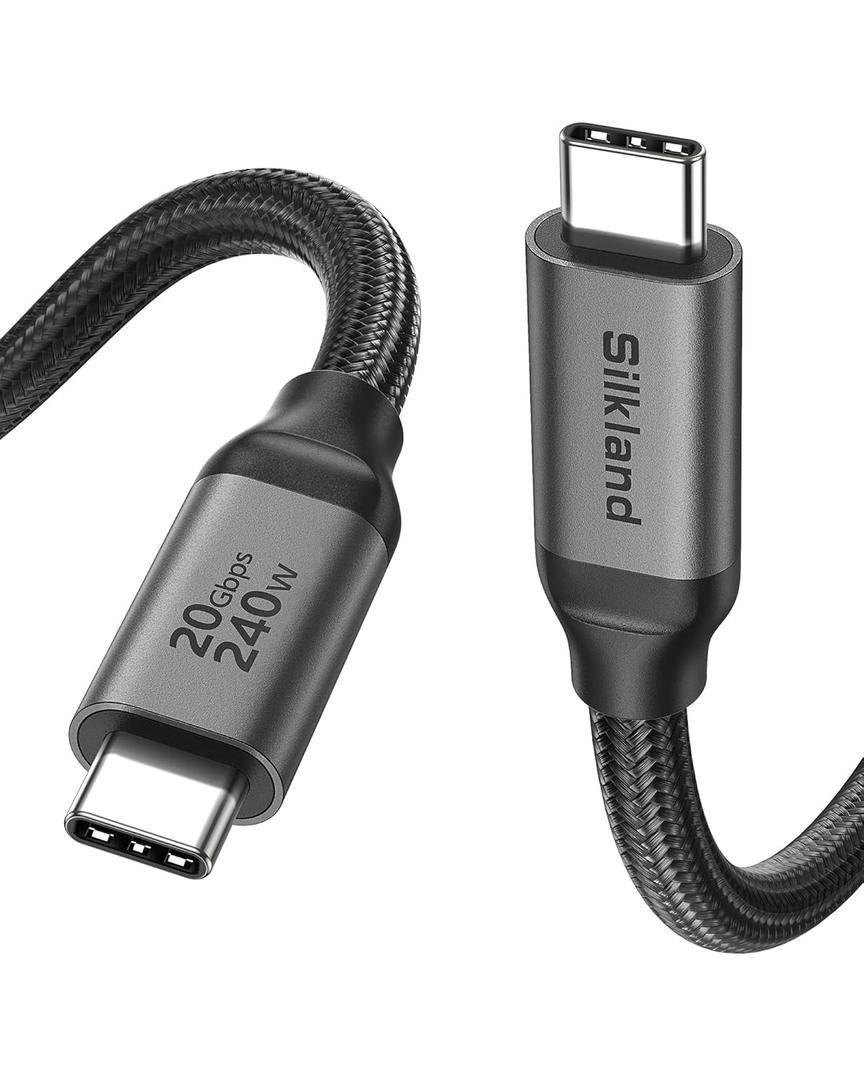 Silkland USB C Monitor Display Cable 6.6FT [4K@144Hz/60Hz 8K@30Hz], USB C 3.2 Gen 2x2 Video Cable, 20Gbps Data Transfer, 240W PD Fast Charge, Compatible with iPhone 16, MacBook Pro, iPad