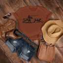 Retro Rodeo Shirt Women Cowgirl Bleached T Shirt Western Cowboy Rodeo Outfit Country Music Tee Short Sleeve Top (Brown, XL)