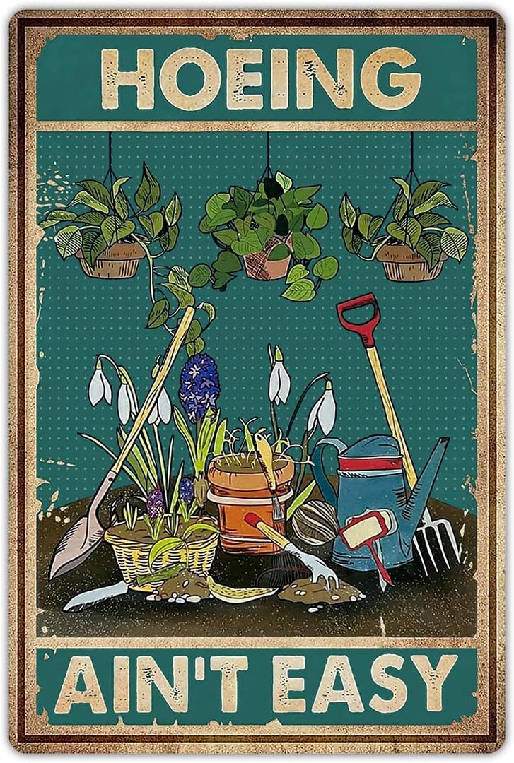 Artlunar Funny Garden Sign Outside Decor - Humorous Gardening Gift for Women Enthusiasts, 12" x 8" (980) (Green)