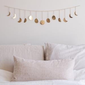 BASE ROOTS Moon Phase Wall Decor, Celestial Dcor, Moon Dcor & Boho Wall Dcor, Gold Wall Art for Bedroom & Living Room, Bohemian Wall Decor, Handmade Hammered Metal 36" 13 Phases Moon Wall Decor, Gift for Women & Kids