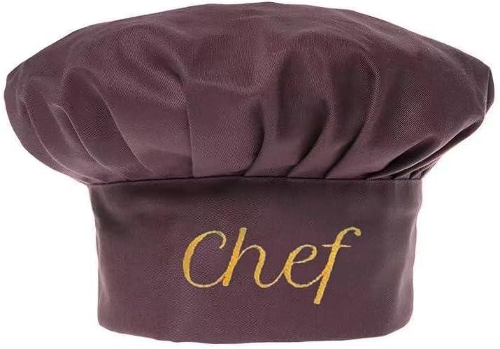 Chef Hat - Embroidered with Chef Lettering, Black & White, Male & Female (Coffee-colored)