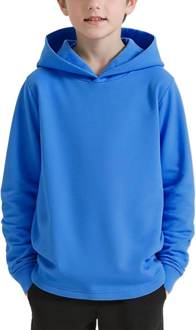 Funnycokid Boys Hoodies Teens Hooded Shirt Kids Long Sleeve Fashion Hoody (11-12 Years, Blue)
