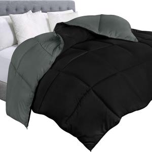 Utopia Bedding Comforter Duvet Insert, Quilted Comforter with Corner Tabs, Box Stitched Down Alternative Comforters Queen Size (Black/Grey) (Queen (Pack of 1))