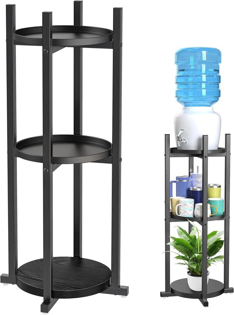 Water Dispenser Stand, 5 Gallon Water Stand with Heavy Wooden Base, Water Jug Stand for 1-5 Gallon Water Bottles, Water Bottle Stand for Kitchen Office Gym, 33.07" H x 12.99" W, Black
