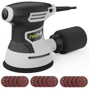NARBELL Orbital Sander 3.0AMP(360W),14000RPM Random Orbit Sander Tool with 6 Variable Speeds, 5" Electric Palm Sander Kit with Dust Bag,15pcs Sandpapers for Woodworking & Sanding, Light Gray