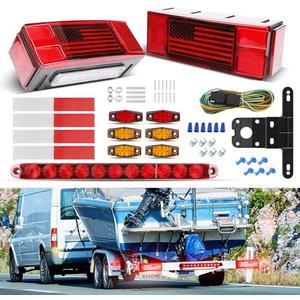 RVZONE LED Trailer Lights Kit for Utility IP68 Waterproof Boat Trailer Lights and Wiring Kit w/License Plate Lights Brake Lighting Marker Lighting, for Boat Truck RV