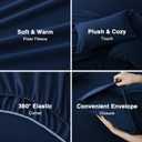 Love's cabin Fleece Full Sheet Set - 4 Pcs Dark Blue Super Soft Plush Polar Fleece Bed Sheets Set with 16" Deep Pocket,Cozy Warmth for Cold Season(1 Flat Sheet,1 Fitted Sheet,2 Pillow Cases)