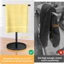 Hand Towel Stand, Hand Towel Holder for Bathroom Countertop Kitchen, 16.5IN Adjustable Retractable T-Shape Hand Towel Rack, Matte Black