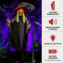 Haunted Hill Farm Life-Size Poseable Scary Talking Witch, Halloween Animatronic with Touch Activated Lights and Sound, Battery Operated Indoor or Covered Outdoor Halloween Decorations, Fright Props