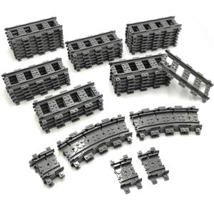 56pcs City Train Tracks Toy Straight and Flexible Train Track Railway Extension Building Set Block Toy Compatible with Major Brand (36 Straight and 20 Flexible)