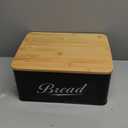 RoyalHouse Modern Metal Bread Box with Bamboo Cutting Board Lid, Bread Storage Container for Kitchen Counter, Vintage Kitchen Decor Organizer - Black