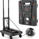 Lightweight Folding Hand Truck - 150lb Dolly Cart with Aluminum Adjustable Handle of 3 Levels, Portable Luggage Cart with 2 Elastic Straps for Traveling, Offices, Moving (15.8" x 12.6")