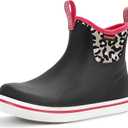 Showave Unisex-Child Ankle Rain Boots Kids Deck Boot Waterproof Lightweight Rubber Mud Booties for Boys Girls (6 Big Kid, Pink Cheeth)