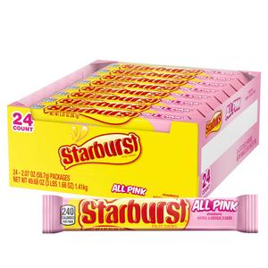 STARBURST All Pink Chewy Candy Bulk Pack, 24 Full Size Packs, Pink Candy Bulk Box (EXP 10/01/27)