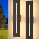 EDISHINE 23.6" Long Modern Outdoor Wall Lights, 2 Pack Rectangular Wall Mount Lighting Fixture, Iron & Acrylic, 3CCT, IP65 Waterproof, Dimmable LED Exterior Wall Sconce for Garage, Patio, Black