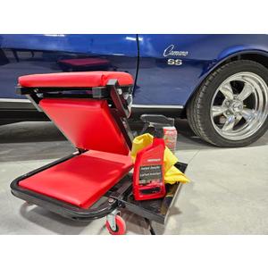 40" Mechanics Creeper Z fold with Side Tool Tray, 3 in 1 Low Profile,7pc-2.5" (360) Swivel castors, Heavy Duty 450lb Laying Capacity 300lbs Seated, Home and Garage,