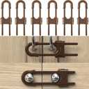6 Pack Child Proof U-Shaped Code Sliding Cabinet Door Locks Adjustable Baby Safety Plastic Cupboard Cabinet Latches Set for Knob Handle Drawers Closet Coffee
