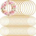 Zonon 50 Pcs Metal Rings for Crafts Gold Craft Rings Hoops Floral Macrame Hoops for DIY Crafts Macrame Dream Catcher Supplies Wedding Table Wreath Decor Wall Hanging (3 Inch)