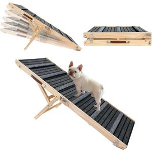Dog Ramp for Bed-Non-Slip - Extra Wide Pet Ramp for  Dogs to Get on Couch Car Wooden Foldable Dog Ramp Seamlessly Connects Platform -Hold up to 110 Pound-Adjustable, Foldable (L)